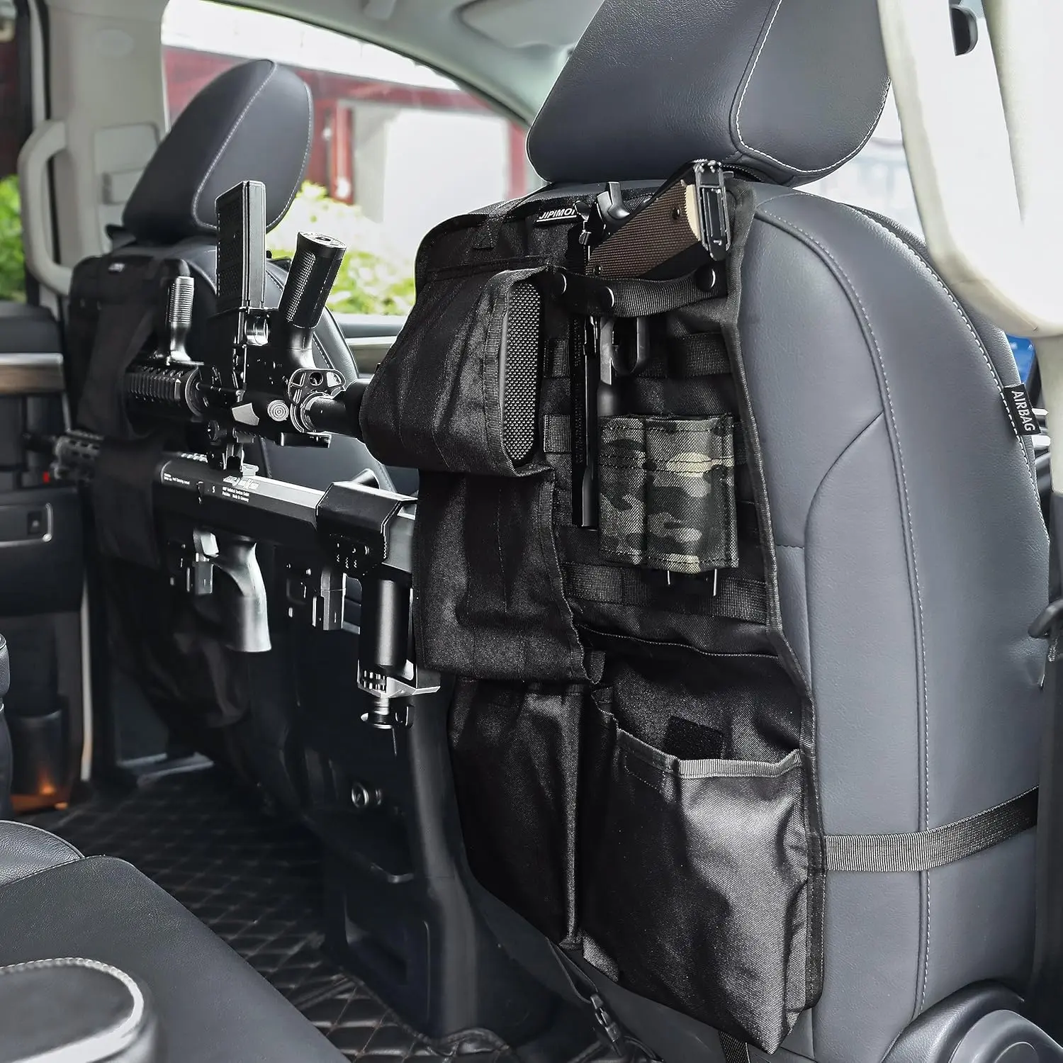 KDO 2pcs MOLLE Panel Truck & Car Rifle Holder, Black/Camo Auto Accessories Interior with Storage, Back Seat Gun Organizer for Truck & Car Use, Truck Accessories