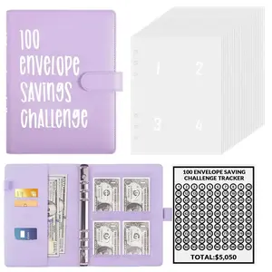 A5 Budget Binder with Cash Envelopes, 100 Envelope Savings Challenge Book, Easy $5,050 Goal Tracker & Money Organizer
