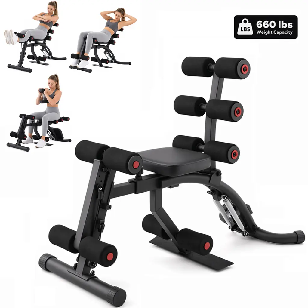 OPPSDECOR Ab Machine & Deep Squat Machine, Multifunctional Core & Leg Trainer, Adjustable Resistance, 660 lbs Weight Capacity, Ab Workout Bench for Home Gym, Men & Women