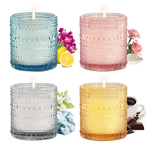 4 Pack Scented Candle Sets | Scented Candles for Home, Soy Candles for Home Scented, Candle Gifts for Women - Luxury Glass Jar Candle - Bulgarian Rose/Hot Cocoa/Glacier & Ocean/Phalaenopsis