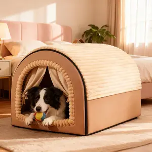 Dog House Indoor, Dog Beds with Privacy Door, Washable Pet Bed Tent, Warm Soft Dog Bed Cave,for Small Medium Extra Large Dogs