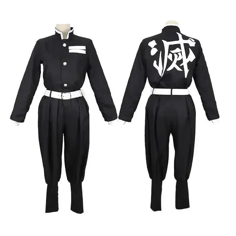 Kids Demon Slayer Corps Kimetsu No Yaiba Cosplay Costume - Kamado Tanjirou Uniform with Anime Cloak Agatsuma Zenitsu Dress-Up Ou