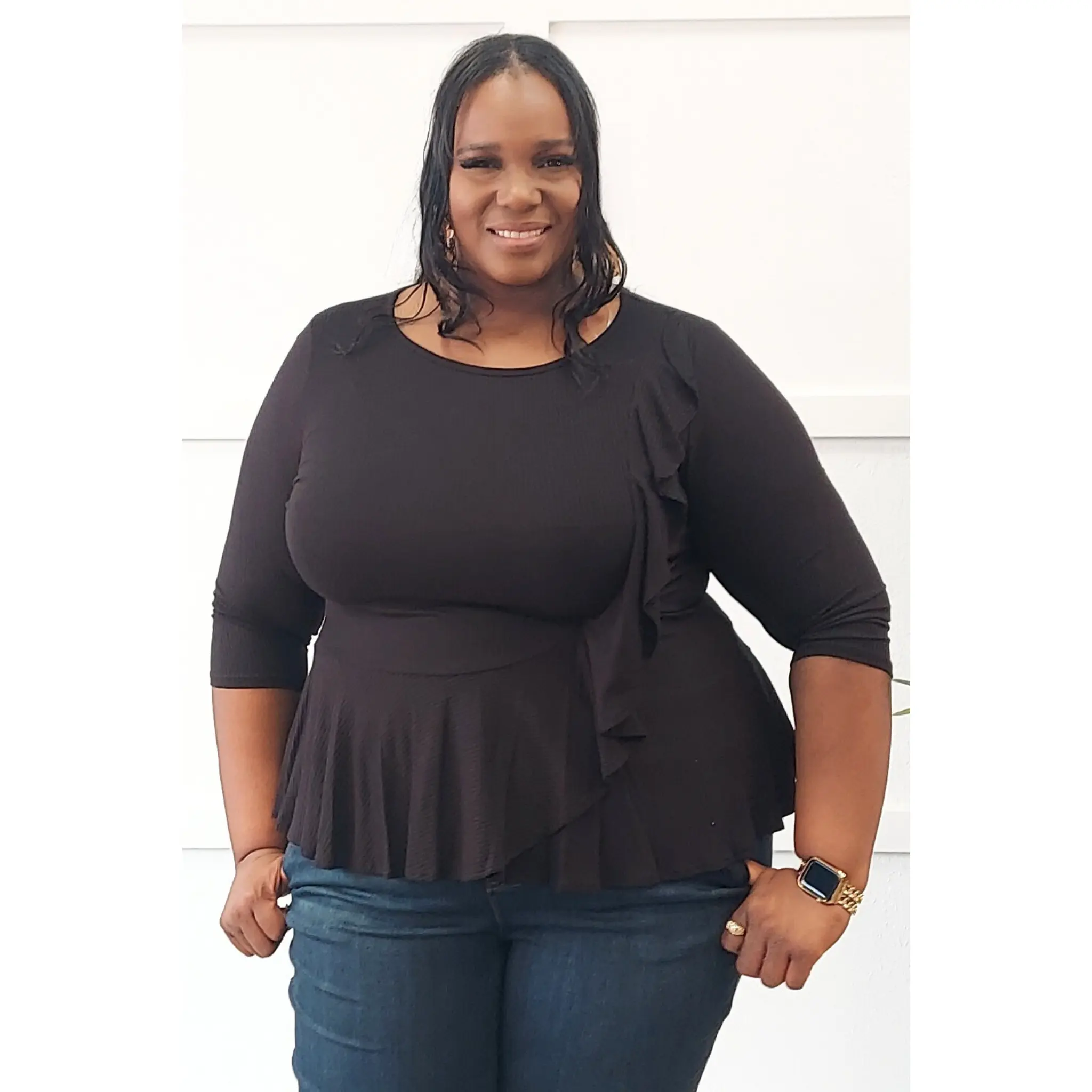 Zia Asymmetrical Ruffle Peplum Top