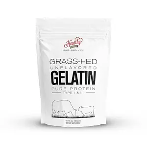 Hearthy Foods Grass-Fed Unflavored Gelatin Powder Pure Protein Type 1 & 3 Keto Paleo Friendly Non-GMO Kosher 16 oz 454g