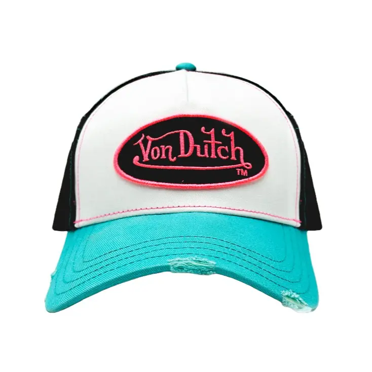 Blue and Pink Classic Distressed Trucker Hat