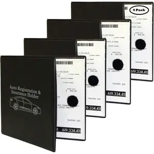 Auto Registration, Insurance & ID Card Holder-4 Pack - For Any Car, Truck, Motorcycle, Trailer or Boat - Strong Velcro Closure