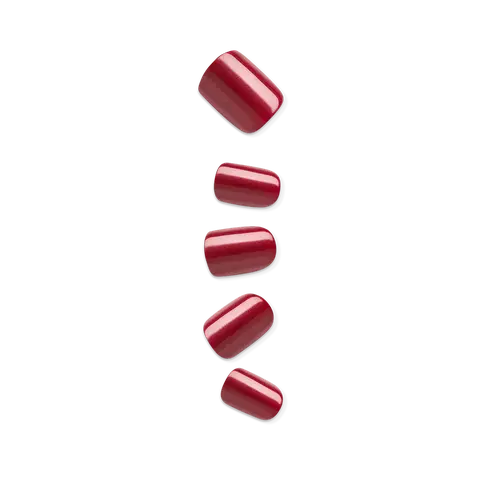 Impress Color No Glue Fake Press On Nails - Red Velvet | Solid, Red, Short, Squoval, Manicure