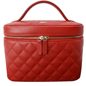 Pre-owned CHANEL Leather Tote Bags Vanity Caviar Cosmetic Satchel Bag Red