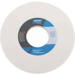 Norton 10" Diam x 3" Hole x 1/2" Thick, K Hardness, 80 Grit Surface Grinding Wheel Aluminum Oxide, Type 1, Medium Grade, 2,485 Max RPM, Vitrified Bond, No Recess 66253149865
