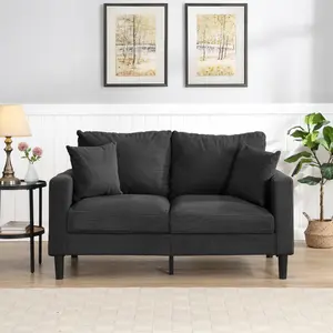 Corduroy Loveseat Sofa 2-Seater, Modern 57'' Compact Couch for Small Spaces,Mini Couches for Living Room/Apartment/Dorm/Office,Settee (Corduroy, Dark Gray)