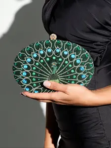 Elegant Ditsy Floral Evening Clutch Bag for Women, Sparkling Rhinestone Wedding Party Handbag, Perfect for Weddings, Parties, Birthdays