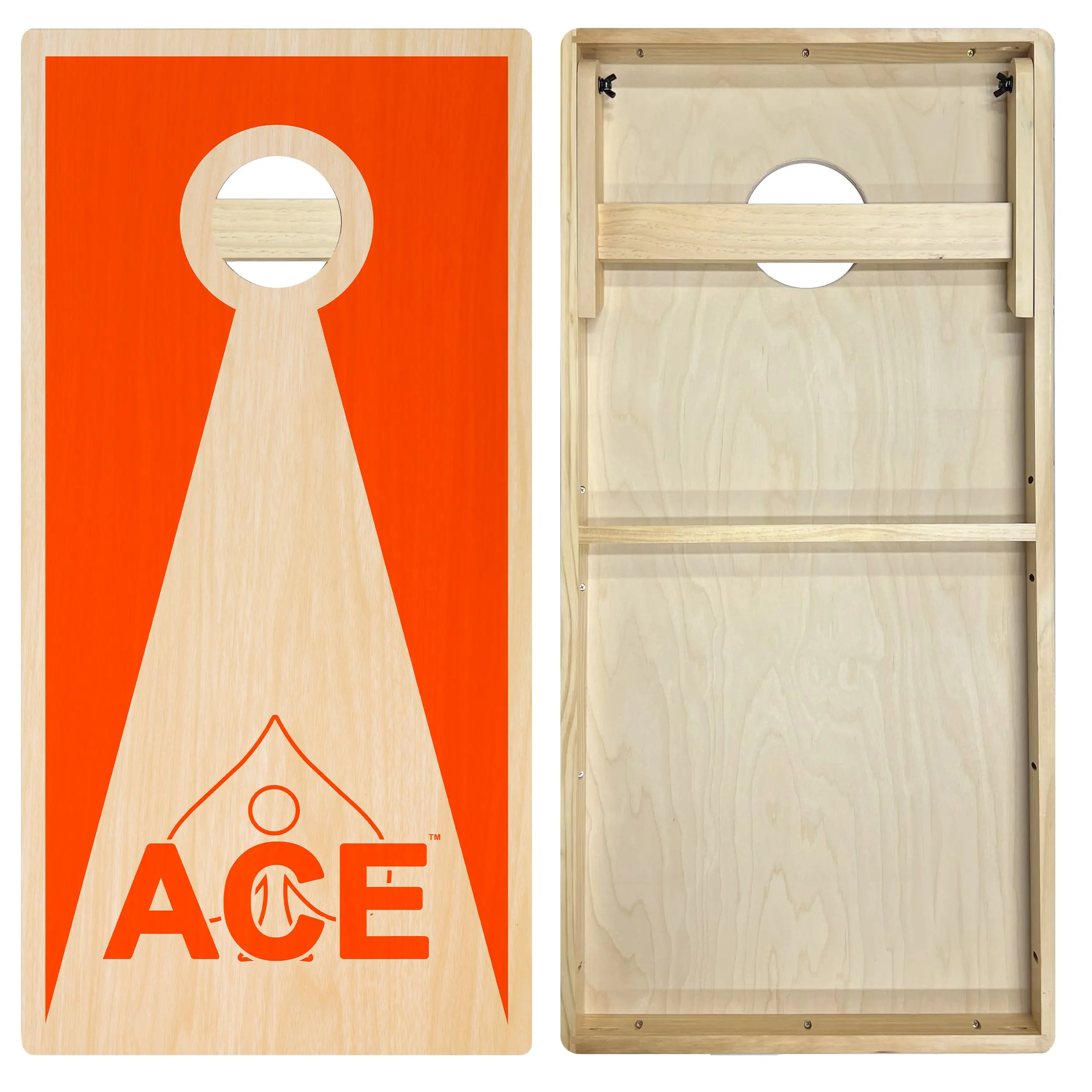 Orange ACE Inverse Triangle Cornhole Board Set | Intermediate