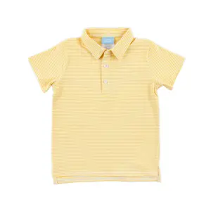 Yellow Stripe Polo Shirt - Soft Knit Boys Collared Top