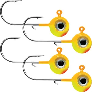 VMC 1/4 oz. Neon Moon Eye Jig - 4 Pack - Chartreuse/Orange