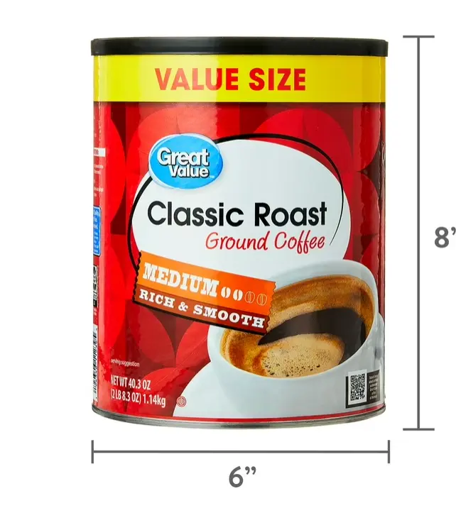 Great Value Classic Medium Roast Ground Naturally Caffeinated Coffee, 40.3 oz Cannister