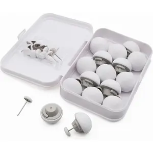 16 Pcs White Blanket Pin Sets, Duvet Cover Pins Clips, Comes with Storage Box, Double Sided Pin Fasteners for Quilt, Cushions, Curtains
