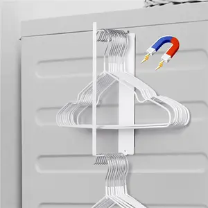 Magnetic Hanger Organizer Stacker,Clothes Hanger Storage Rack,Hanger Holder for Closet Laundry Room Washing Machine,White Hanging