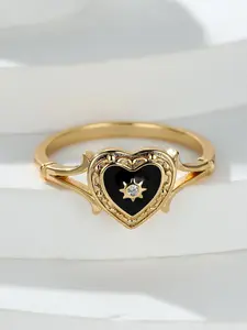 Vintage Gothic Style Heart Shaped Design Ring, Fashion Accessories for Women & Girls, Trendy All-match & Exquisite Jewelry for Birthday Gift, Heart Signet Ring, Dark Aesthetic Rings