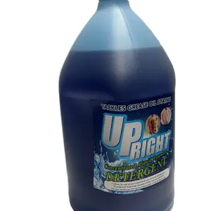 UpRight Concentrated Liquid Laundry Detergent Tackles Grease Oil Stains Product Image Shows Blue Bottle