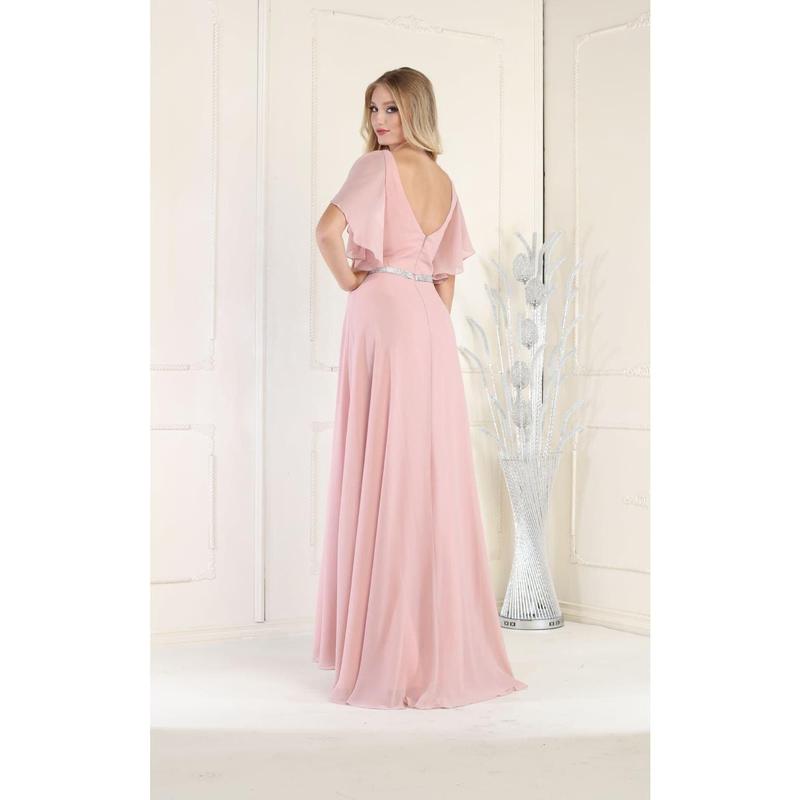 May Queen MQ1972 Bell Sleeve Long Chiffon A-Line Evening Dress