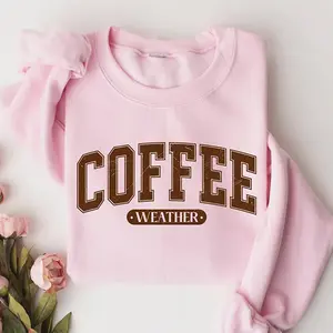 Retro Coffee Weather Sweatshirt, Cozy Fall Crewneck for Coffee Lovers, Pumpkin Spice Season Sweater, Autumn Cafe Outfit, Thanksgiving Gift for Her