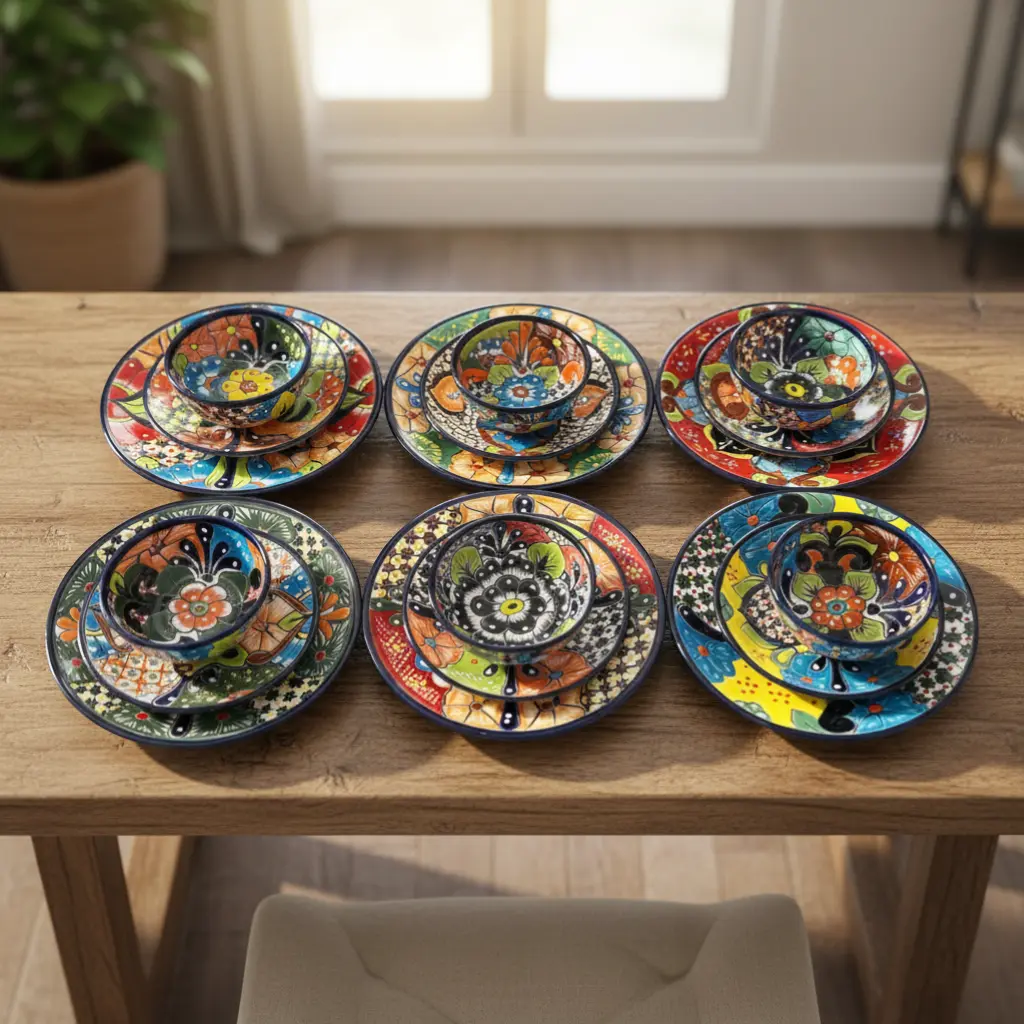 20-Piece Talavera Dinnerware Set | Floral Tableware for 6