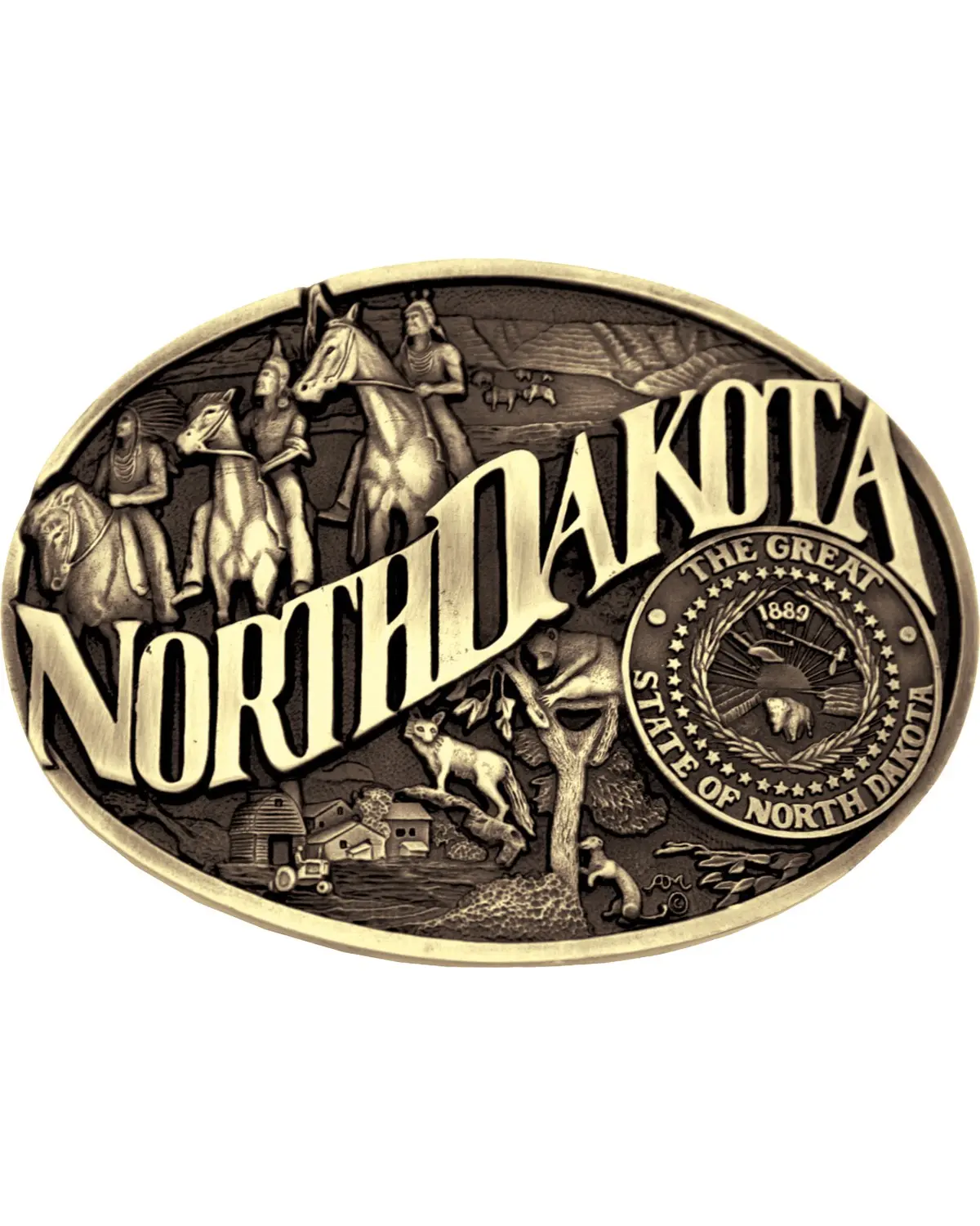Montana Silversmiths Unisex North Dakota State Heritage Attitude Belt Buckle - 60811Ndc