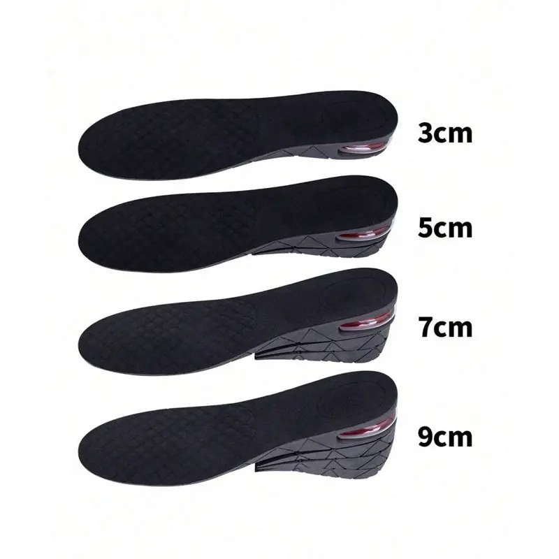 Unisex Invisible Height Increase Shoe Insoles, Air Cushioned Shock Absorption Insoles, Sizes 35-44, Adjustable Heel Heights, Removable Breathable Heightening Insoles