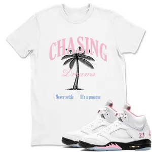 5 Medium Soft Pink 35th Anniversary Shirt, 5 35th Anniversary Graphic T-Shirt, Chasing Dreams Tee Match Sneaker, No-Fade Colors