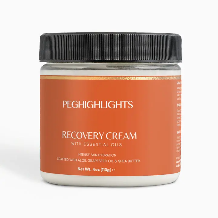 PEGHIGHLIGHTS Recovery Cream – Intense Hydration Body & Skin Moisturizer with Aloe, Shea Butter & Essential Oils, 4 oz