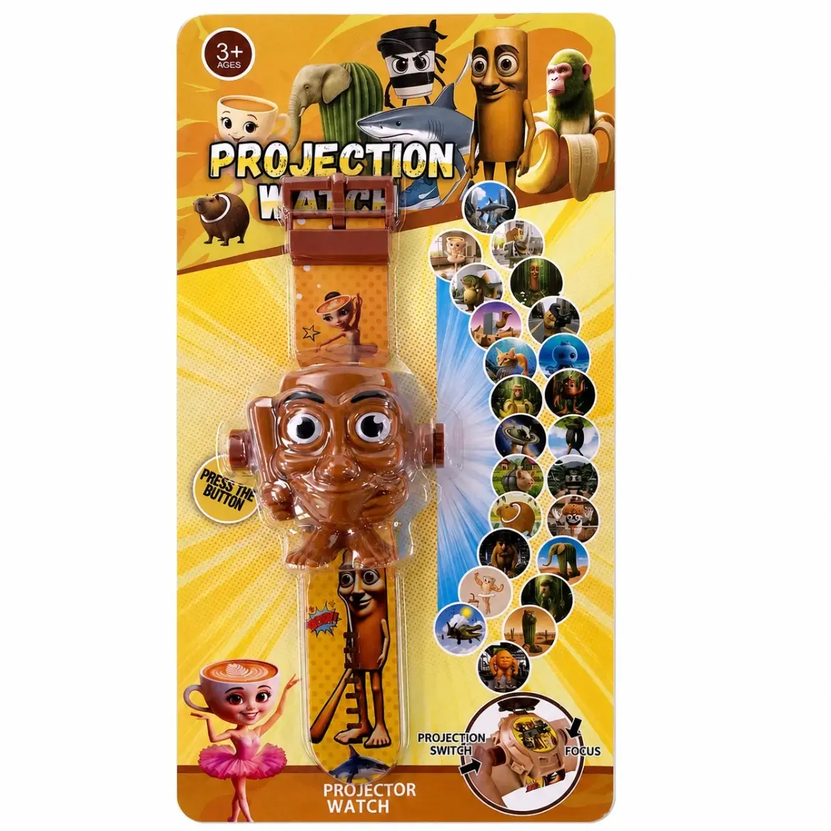 Tung Tung Tung Projection Watch - Funny Meme Mythical Creature 3D Cartoon Toy with Adjustable Strap - for Kids Birthday Party, School Reward & Classroom - Cool Humor Gag Gift for Boys, Teens & Friends