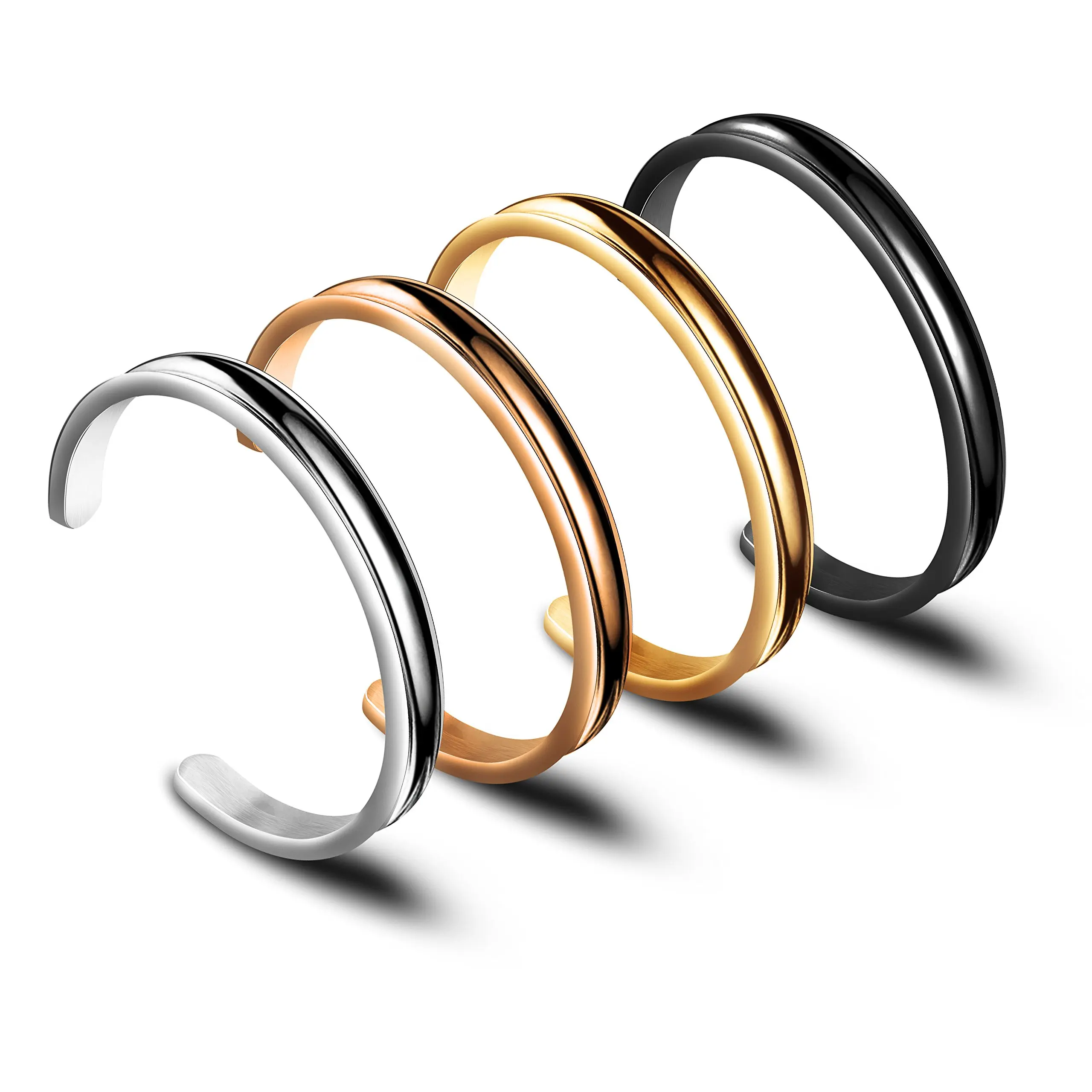 Zuo Bao Hair Tie Bracelet High Polishing Stainless Steel Grooved Cuff Bangle for Women