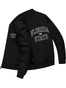 Casual Sports Style Men's Florida State 1992 Printed Long Sleeve Baseball Jacket for Daily Campus Wear and Outdoor Activities