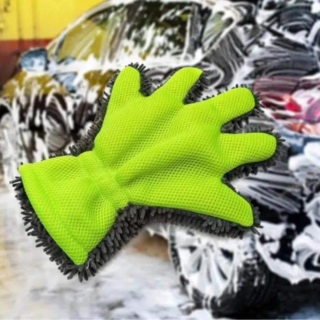 Chenille Microfiber Car Wash Mitt Set, Soft Scratch Free 5 Finger Car Cleaning Gloves, High Absorbent Double Sided Wash Mitt for Car Exterior Interior Cleaning, Scratch Free Car Wash Gloves for Auto Detailing, Truck, SUV, Motorcycle Use