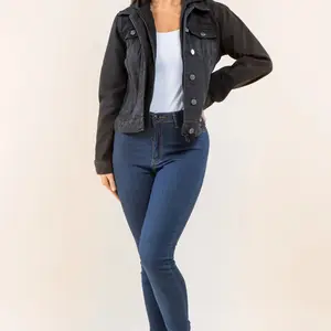 Black Denim Jacket with Hood