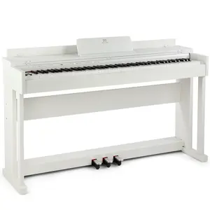MUSTAR 88-Key Weighted Hammer Action Digital Piano Full-Size Electric Piano with 3 Pedals Dual Stereo Speakers Furniture Stand White