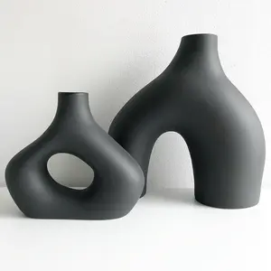 Ceramic Vases for Home Decor, Set of 2 White Ceramic Vases, Large Ceramic Vases, Boho Vases, Decorative Vases, Modern Vases, White Matte Vases for Living Room, Office, Shelf, Mantel, Table, Fireplace