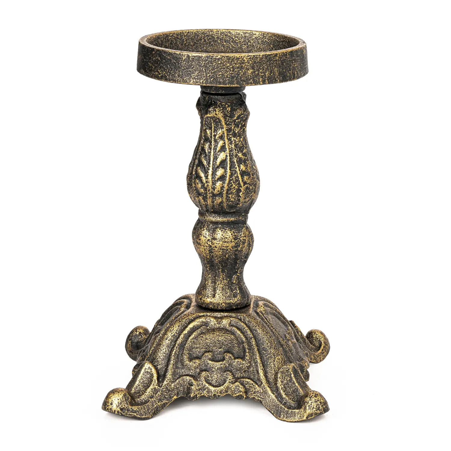 Sungmor Single Heavy-Duty Decorative Ring-Shaped Durable Iron Candlestick - 7.5" Tall Classic Cast Iron Stand, Home Decor Tabletop Indoor Centerpiece