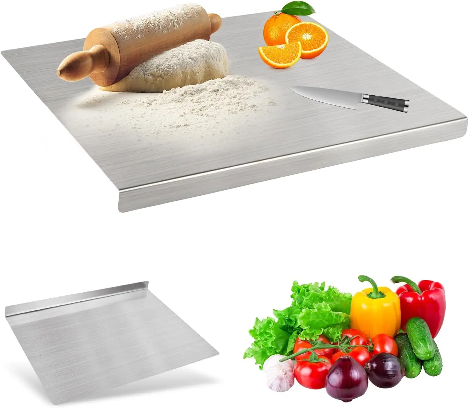 Stainless Steel Cutting Board, Modern Double-Sided Chopping Block with a Non-Slip Grip, Easy to Clean for Meat, Vegetables & Fruit, Easily Clean