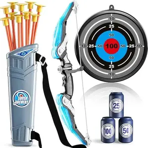 LED Light Up Bow and Arrow Set for Kids with Suction Cup Arrows, Target and Quiver, Archery Toy Set for Boys Girls Age 4-12