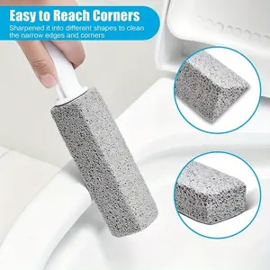 1pc The Pumice Stone Cleaning Rod Has No Dead Angles To Remove Stains and Yellow Stains for Toilet Cleaning, Stain Remover, Clean Limescale, Hard Water Rings, Tiles, Iron and Rust, Household Cleaning, White, Toilet Wand