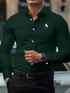 Men's Business Casual Shirt, Long Sleeves, Luxurious Solid Color Style, Perfect for Daily Wear, Office and Professional Occasions
