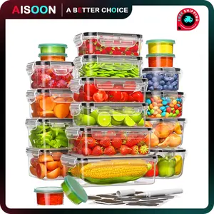 [Official] AISOON 50/40/18 PCs Airtight Food Storage Containers BPA-Free Leak-Proof Stackable Freezer & Microwave Safe Glass Kitchen Plastic Utensils