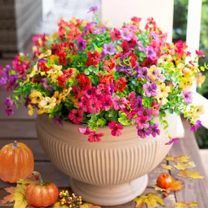 Artificial Flower(12/24pcs/set),UV Resistant Colorful Simulation Flower,Home Decoration Bouquet,Garden Party Wedding Decoration Home Decoration Decorative Plants room decor for girls fall decor fall home decor