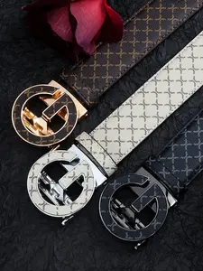 Men's Gg Pattern G Buckle Belt, Business Fashion Belt for Party, Daily Clothing Decor, Trendy All-match & Exquisite Belt for Birthday Gift