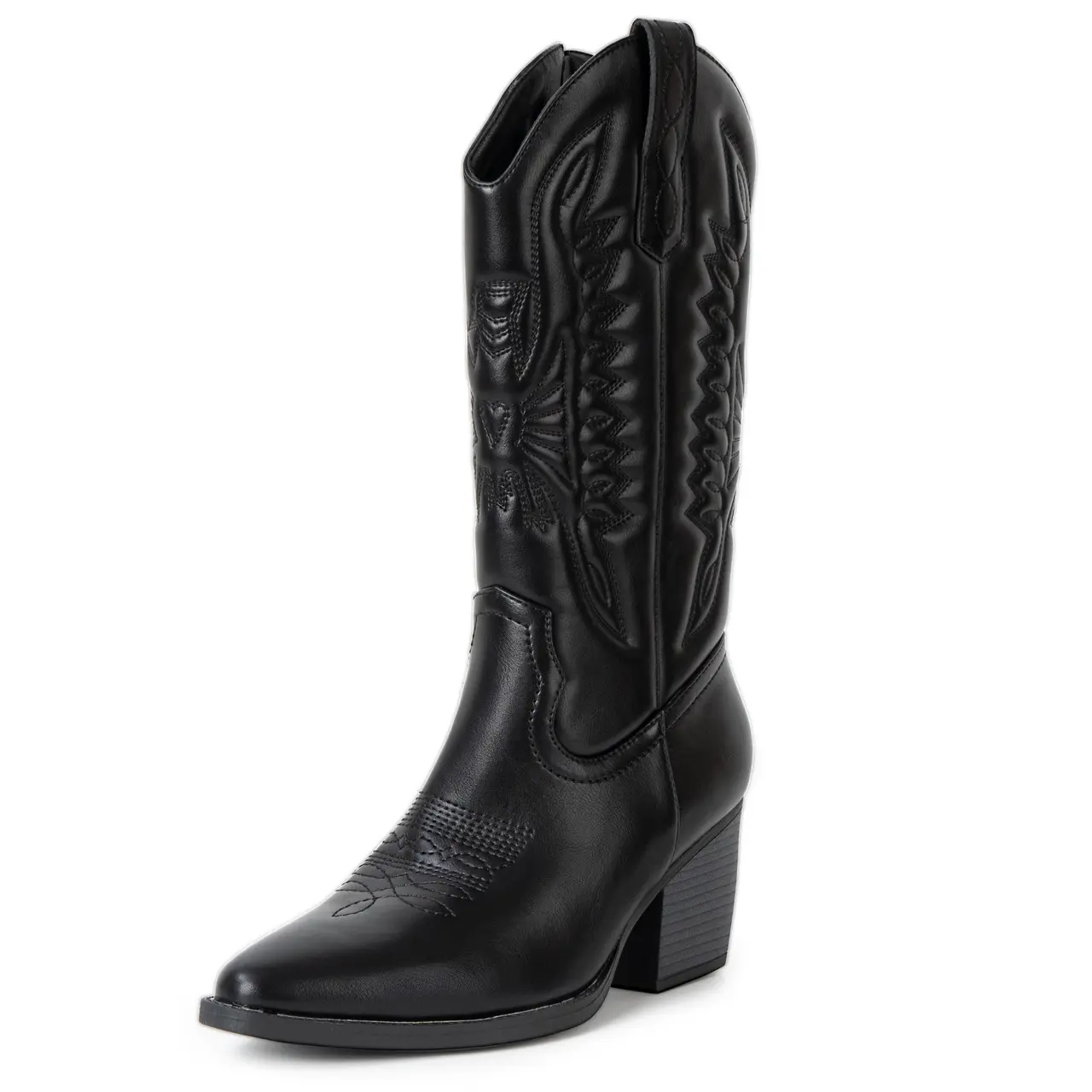 Alpine Swiss Sadie Womens Cowboy Boots Western Cowgirl Boots Mid Calf Chunky Block High Heel Booties