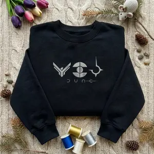 Embroidered  Du.ne Symbol Crewneck Sweatshirt,  Fear Is The Mind-Killer Hoodie, Sci-Fi Movie Geek Gift, Gift For Fan