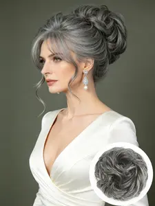 Lehanhair 1 Piece Synthetic Chignon Messy Bun Elastic Rubber Band Hair Piece Wavy Curly Hair Bun Ponytail Extensions Scrunchie Hairpieces For Women