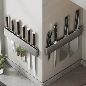 Kitchen Multi-Functional Storage Rack, Wall-Mounted Simple Steel Knife Holder, Space-Saving Vegetable Knife Organizer, Durable Kitchen Accessory