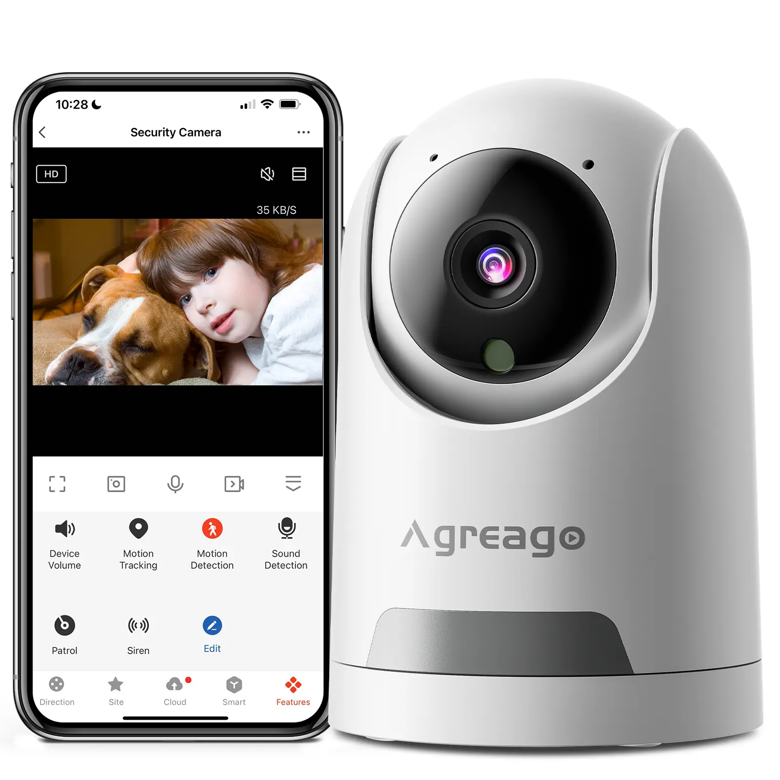 Pet/Baby Indoor Security Camera, 360 pan/tilt WiFi Security Camera with 2-Way Audio, Person & Pet Detection,  WiFi Baby & Pet Monitor, Color Night Vision, 24/7 Cloud & Free SD Card Local Storage